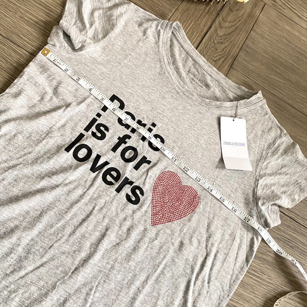 NWT ZADIG & VOLTAIRE Skinny Paris Is For Lovers T-Shirt - Picture 12 of 13